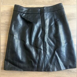 Black Vegan Leather Skirt Small Mini Above Knee Lined